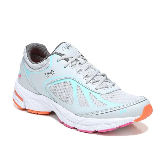NWT Ryka Vapor Grey Infinite Plus Sneakers Orang Pink Blue Details